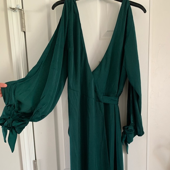 emerald green wrap maxi dress